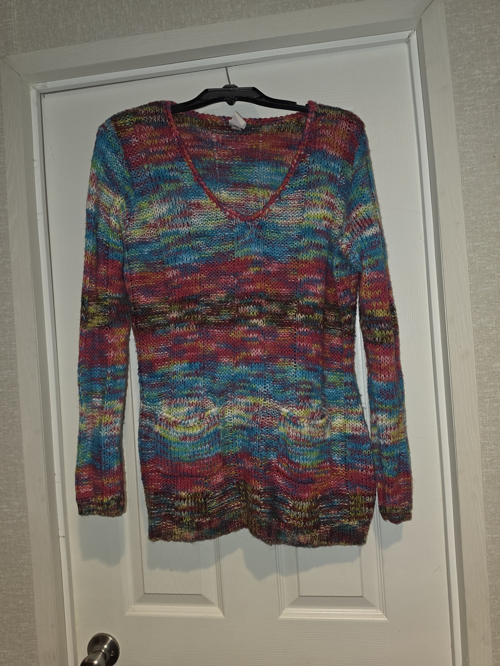 Multicolor V-Neck Womens Sweater